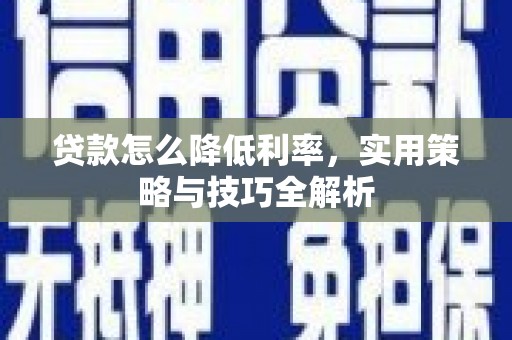 瑞芳贷款怎么降低利率，实用策略与技巧全解析