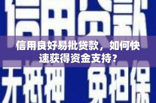 瑞芳信用良好易批贷款，如何快速获得资金支持？