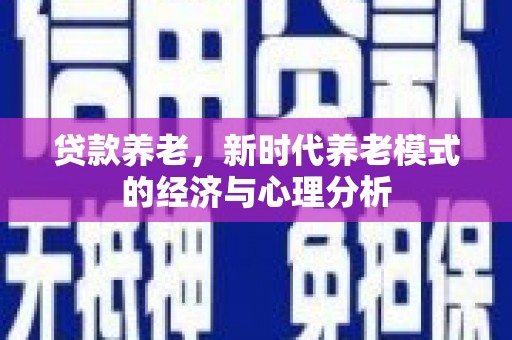 瑞芳贷款养老，新时代养老模式的经济与心理分析