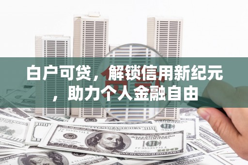 瑞芳白户可贷，解锁信用新纪元，助力个人金融自由