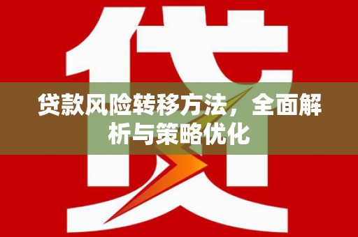 瑞芳贷款风险转移方法，全面解析与策略优化