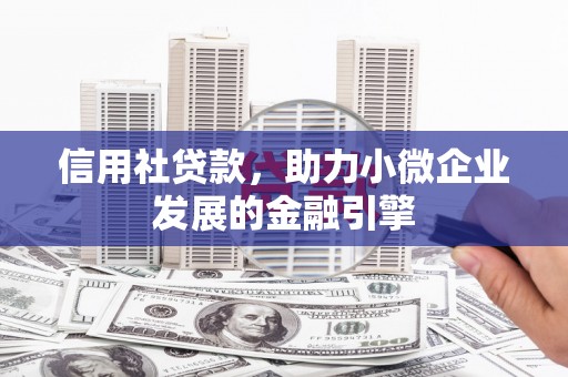 瑞芳信用社贷款，助力小微企业发展的金融引擎