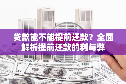 瑞芳贷款能不能提前还款？全面解析提前还款的利与弊