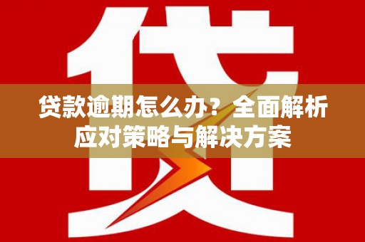 瑞芳贷款逾期怎么办？全面解析应对策略与解决方案