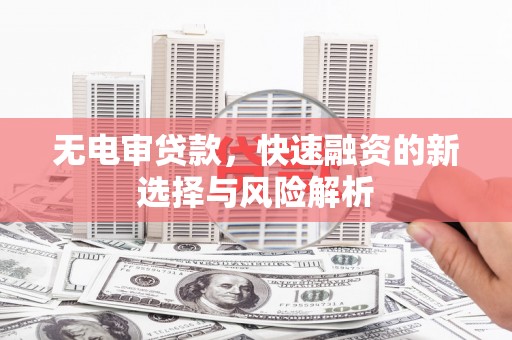 瑞芳无电审贷款，快速融资的新选择与风险解析