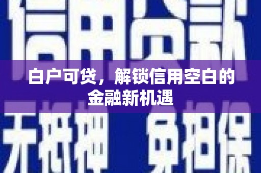 瑞芳白户可贷，解锁信用空白的金融新机遇
