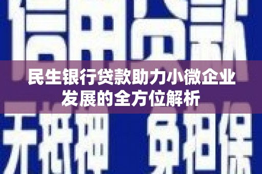 瑞芳民生银行贷款助力小微企业发展的全方位解析