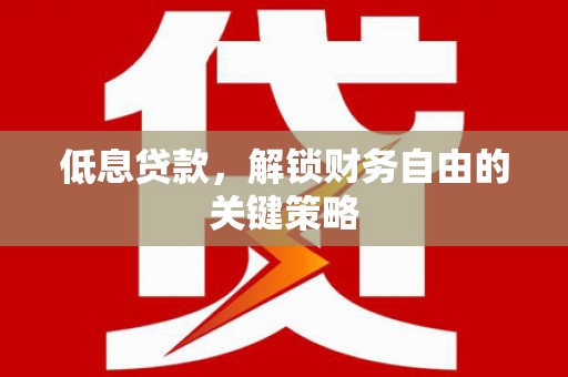 瑞芳低息贷款，解锁财务自由的关键策略