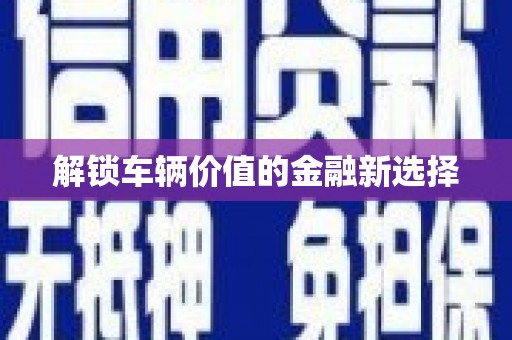 瑞芳解锁车辆价值的金融新选择