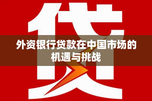 瑞芳外资银行贷款在中国市场的机遇与挑战