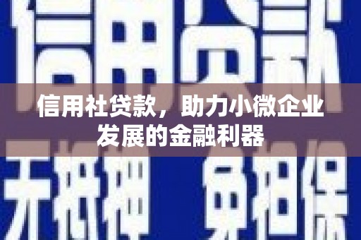瑞芳信用社贷款，助力小微企业发展的金融利器