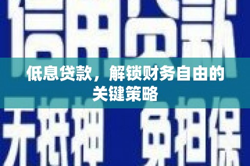 瑞芳低息贷款，解锁财务自由的关键策略
