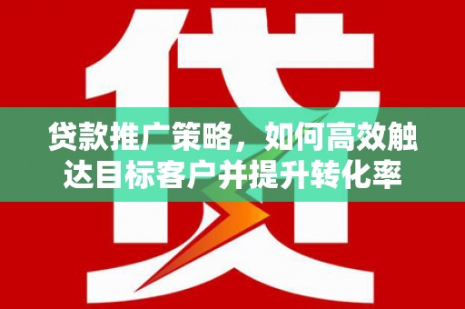 瑞芳贷款推广策略，如何高效触达目标客户并提升转化率