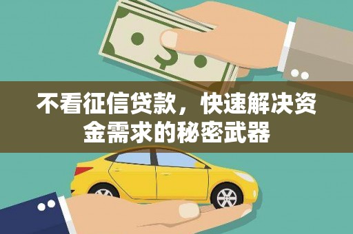 瑞芳不看征信贷款，快速解决资金需求的秘密武器