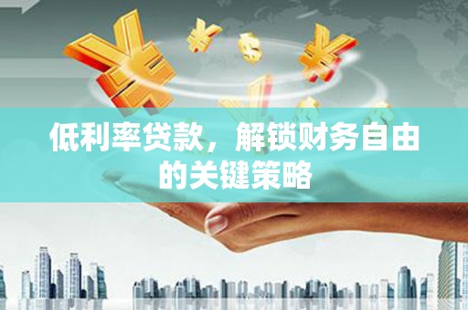 瑞芳低利率贷款，解锁财务自由的关键策略