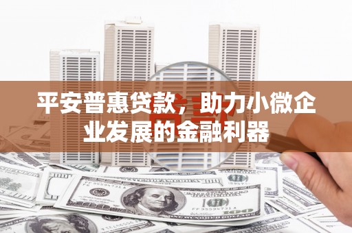 瑞芳平安普惠贷款，助力小微企业发展的金融利器