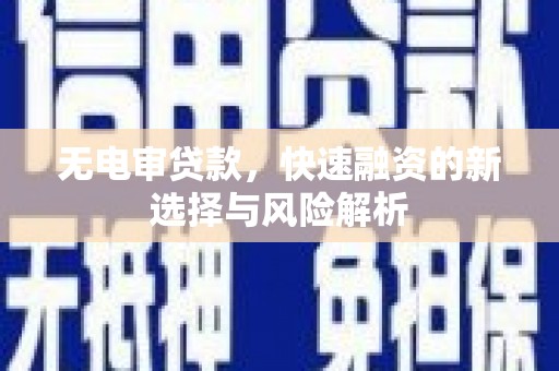 瑞芳无电审贷款，快速融资的新选择与风险解析
