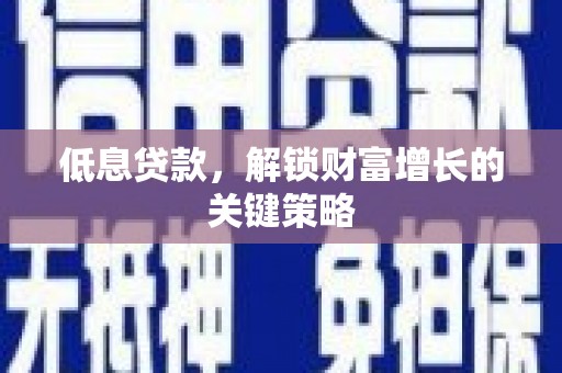 瑞芳低息贷款，解锁财富增长的关键策略