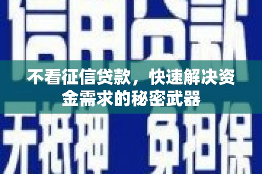 瑞芳不看征信贷款，快速解决资金需求的秘密武器