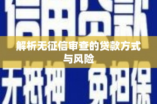 瑞芳解析无征信审查的贷款方式与风险