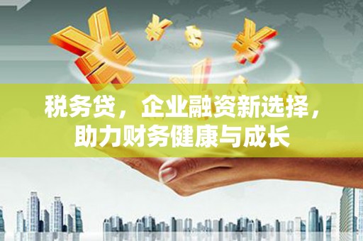 瑞芳税务贷，企业融资新选择，助力财务健康与成长